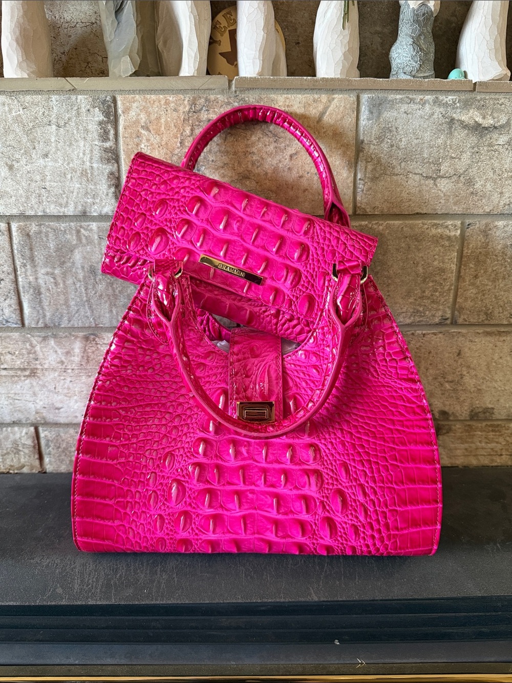 Brahmin Hot Pink Adrian Leather  Bag in Affection with Matching Wallet